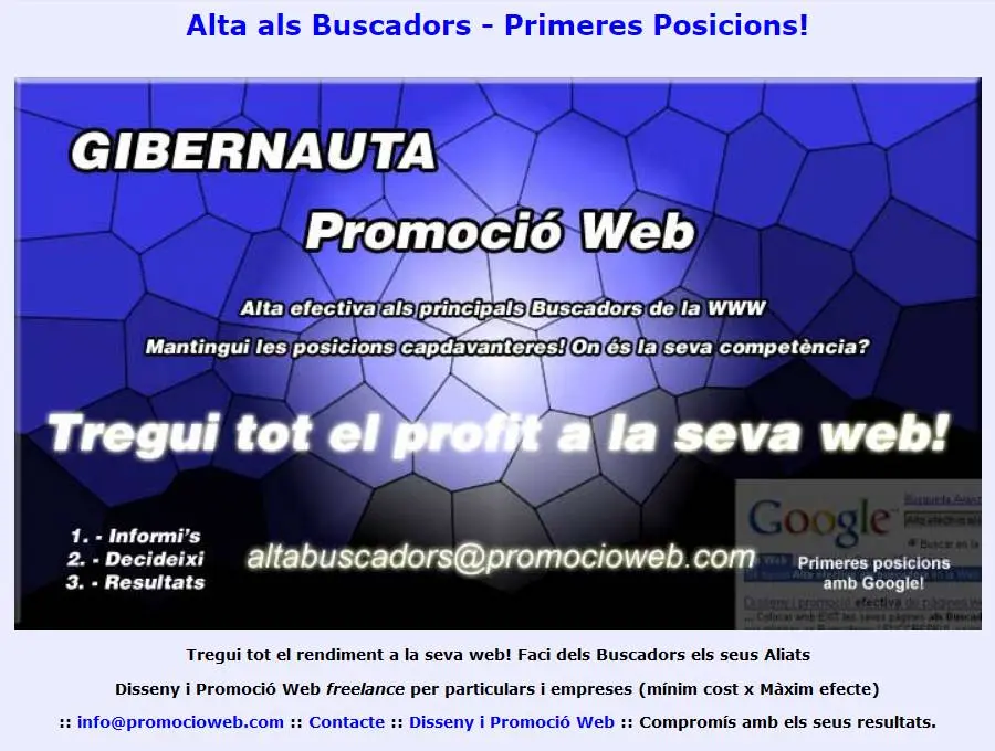 23 anys de SEO Català professional: Gibernauta Disseny i Promoció Web - 2002/2025 23 anys de SEO Català professional: Gibernauta Disseny i Promoció Web - 2002/2025