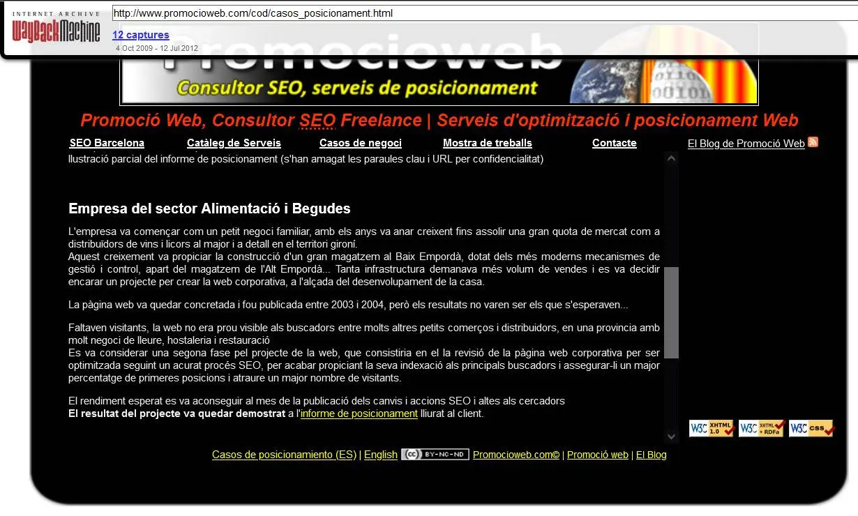 23 anys de SEO Català professional: Promoció Web - 2009